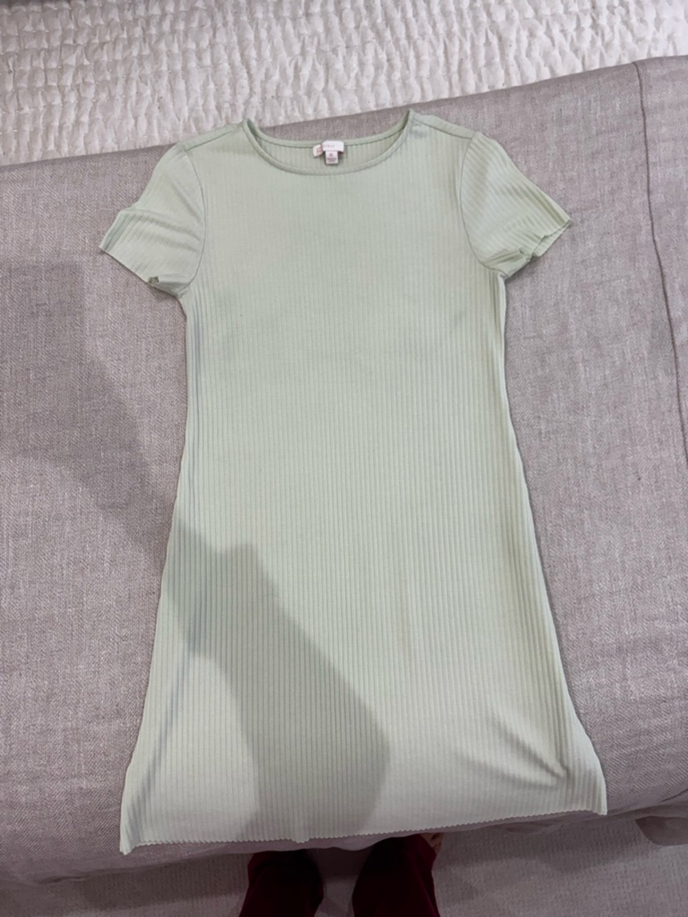 GB Girls Ribbed Short Sleeve Dress in Limey Green